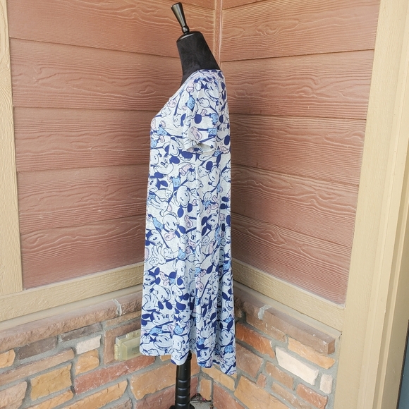 LuLaRoe Disney Women's Gray and Blue Mickey Mouse Print Carly Dress Size Small - Picture 14 of 16